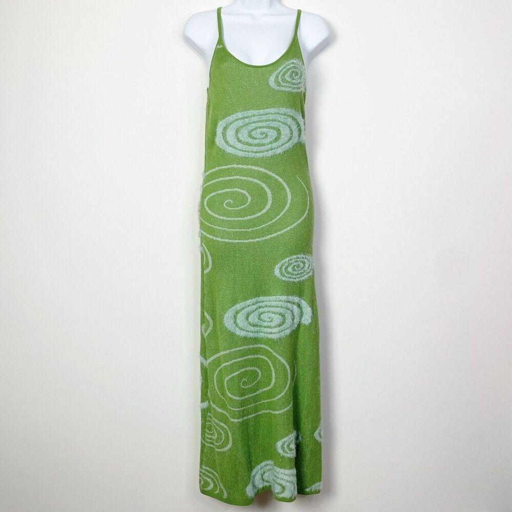 House of Sunny The Galaxy Hockney Knit Midi Slip Cut‎ Out Dress Grass Green US 4 - Picture 4 of 14